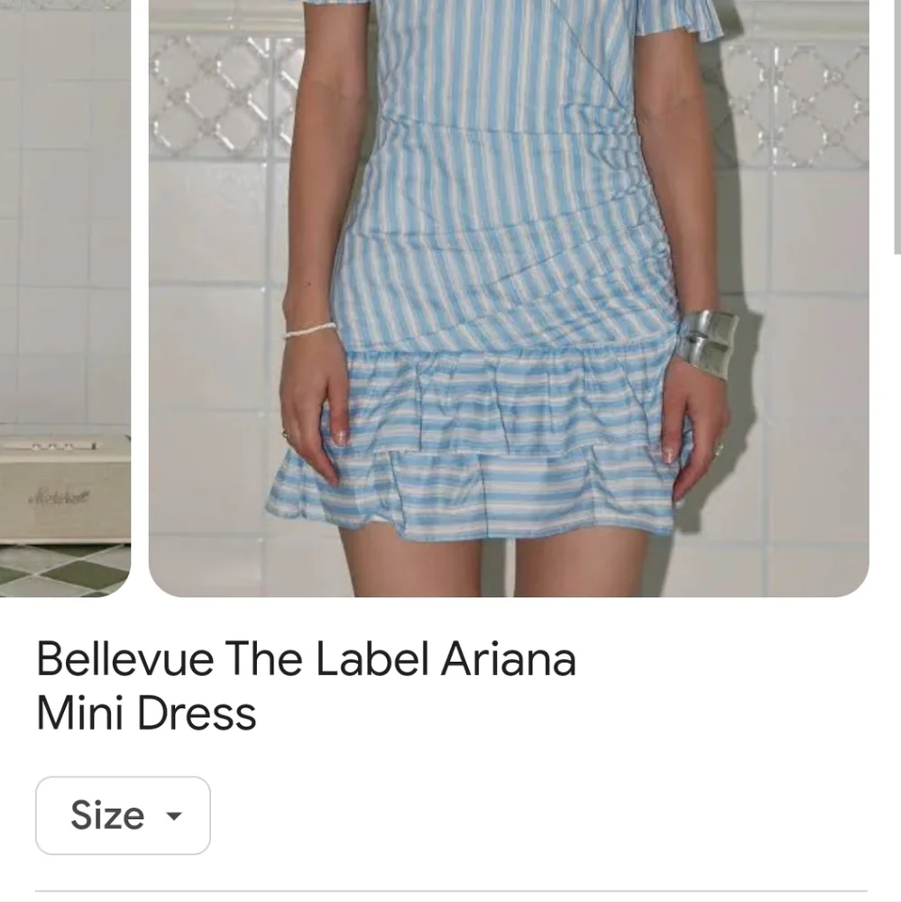 Bellevue Size M Coastal Striped Mini Dress, Wrap Bodice & Ruffle Hem - Picture 4 of 9